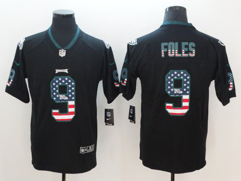 Men Philadelphia Eagles 9 Foles Nike USA Flag Fashion Black Color Rush Limited NFL Jerseys